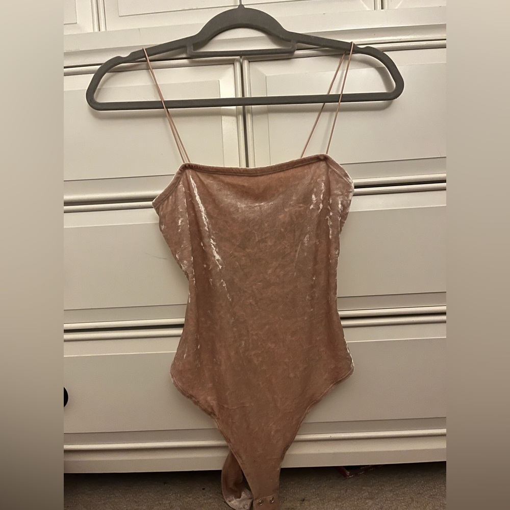 Garage Pink Velvet Bodysuit